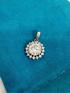 ✨ 2.0 CT Moissanite Halo Pendant Necklace | 925 Sterling Silver | 18” Chain ✨